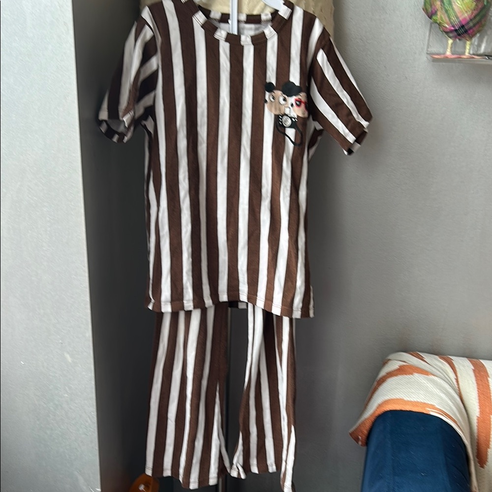 Mini Rodini Brown and White Striped mouse set